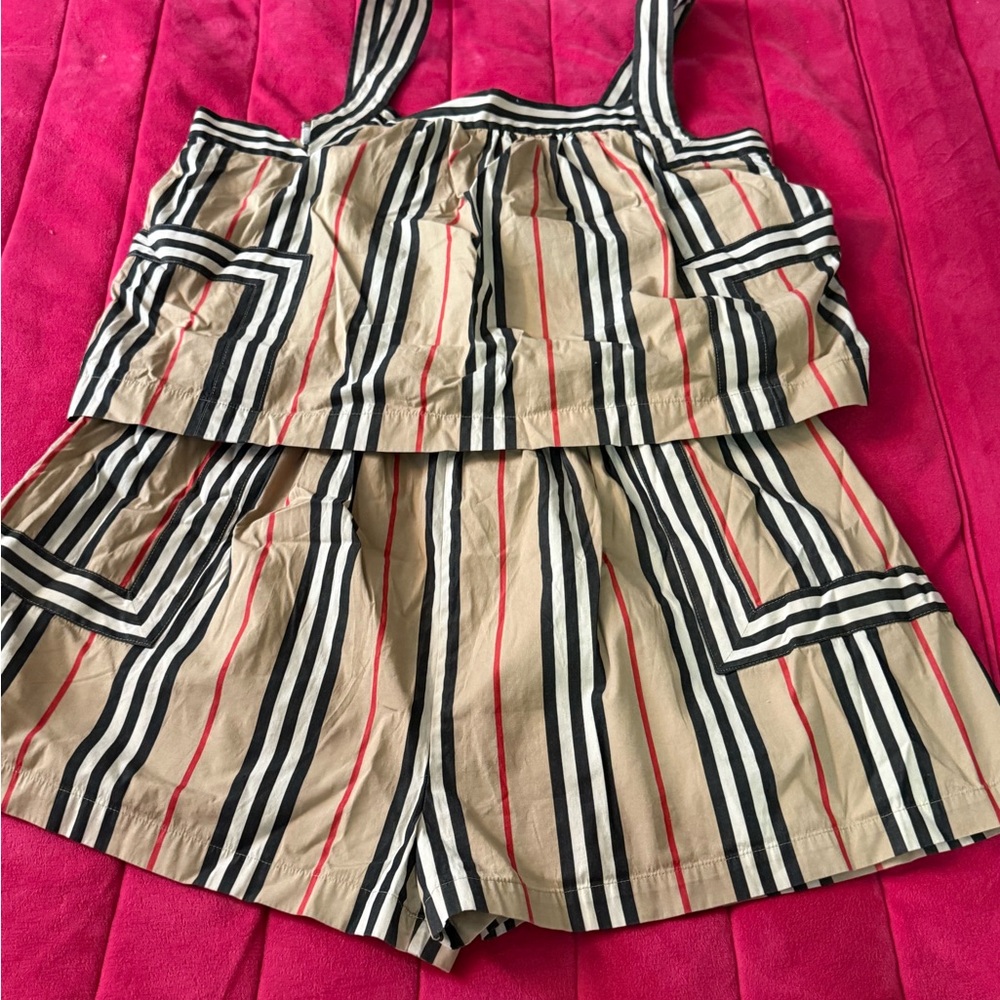 Beige and Black Striped Garment